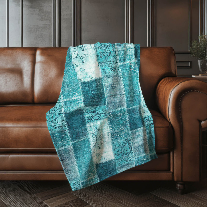 Jeté patchwork Addison Sherpa ASB631, Sarcelle