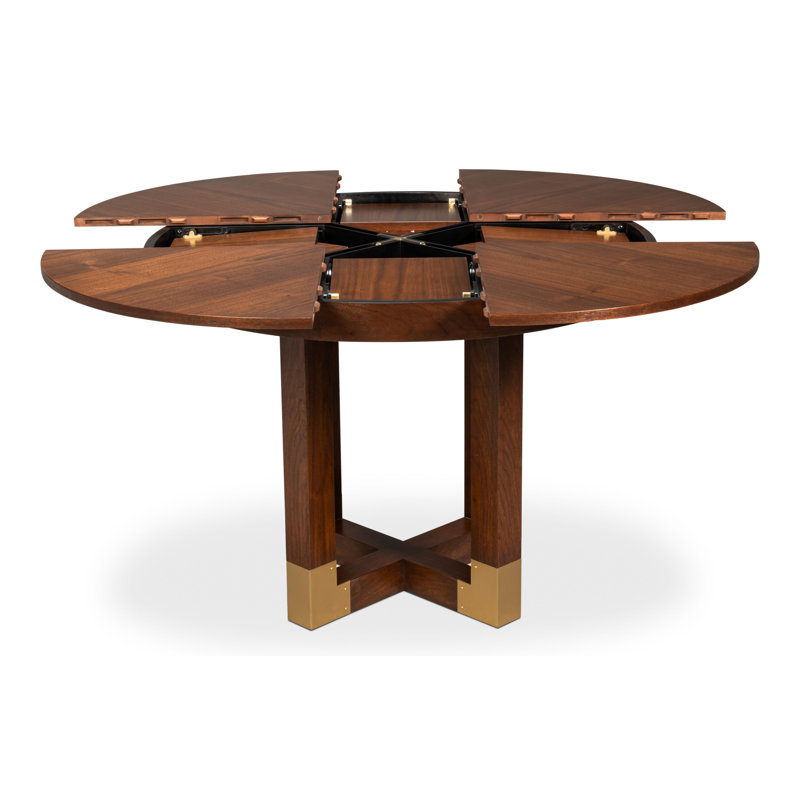 Extendable Walnut Round Solid Wood Dining Table