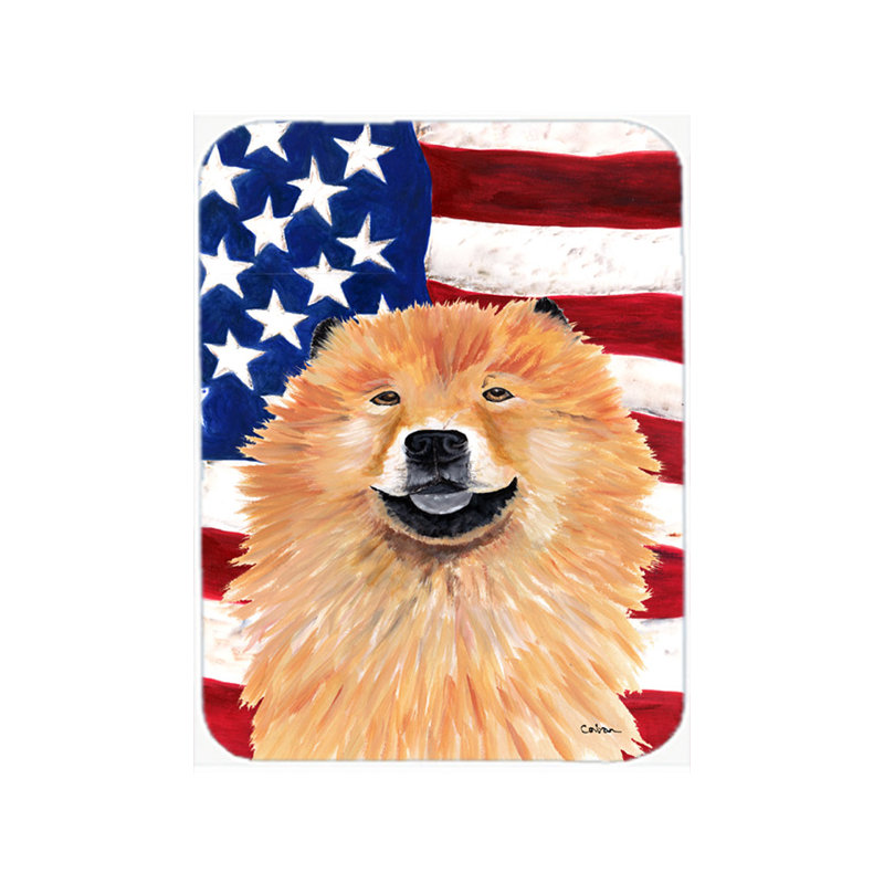 Drapeau américain avec planche à découper en verre Chow-Chow USA