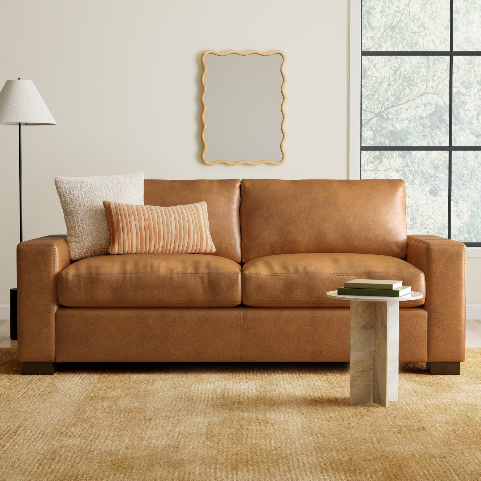 Jonie 91'' Sofa, Bistro Saddle Genuine Leather