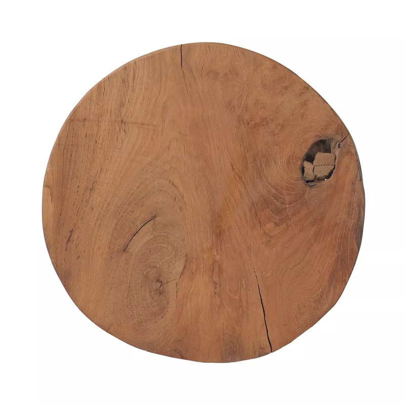 Atrakchi Accent Stool, Teak Stool-Aged Natural