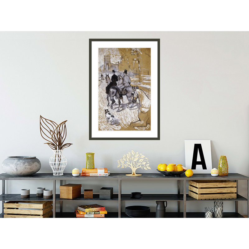 «Riders On The Way To The Bois Du Bolougne» par Henri de Toulouse-Lautrec, impression giclée encadrée, H 41,5 po x l 29,03 po