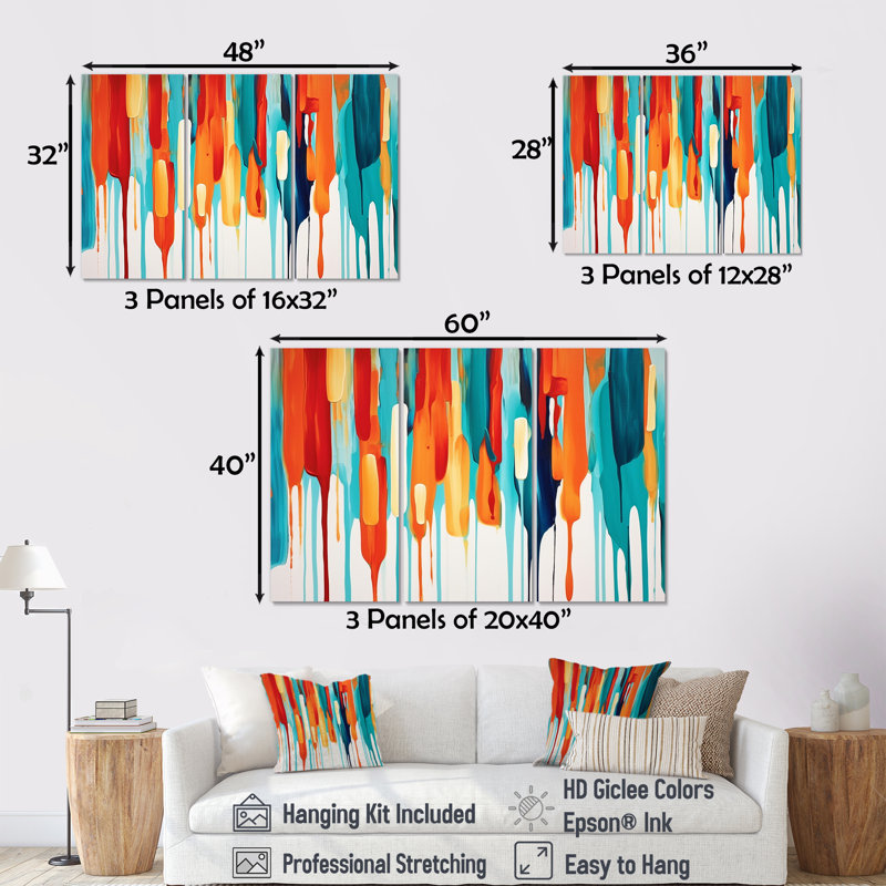 Cynthie - ensemble d'art abstrait mural, Toile tendue, H 32 po x l 48 po x P 1 po