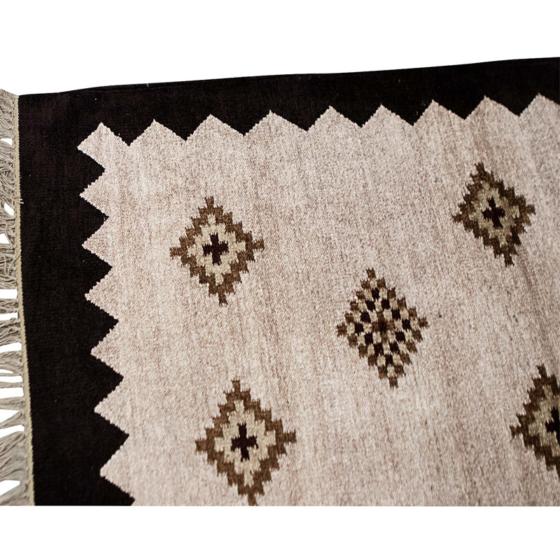 Tapis beige et brun noué à la main de haute qualité