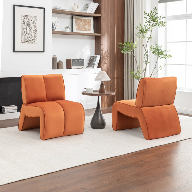 Fauteuil d'appoint en velours Angel, Orange