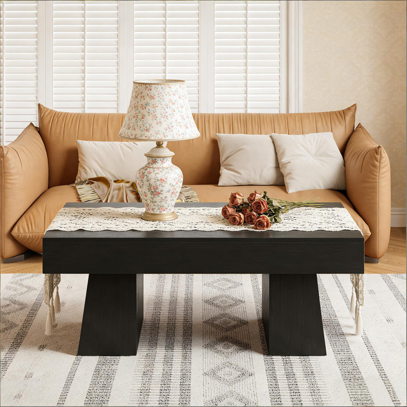 Stylish Wooden Rectangular Coffee Table, Perfect For Living Room Elegance And Everyday Use With Ample Storage Space., Black
