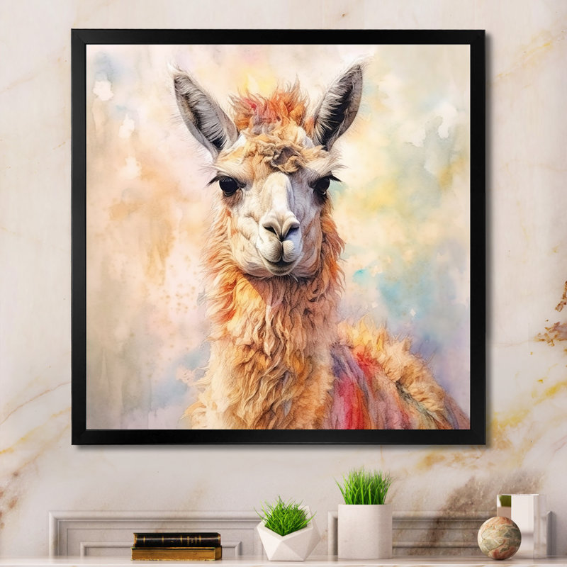 Llama Harmony I - animaux, reproduction sur toile, Silver Picture Framed, 30" H x 30" W