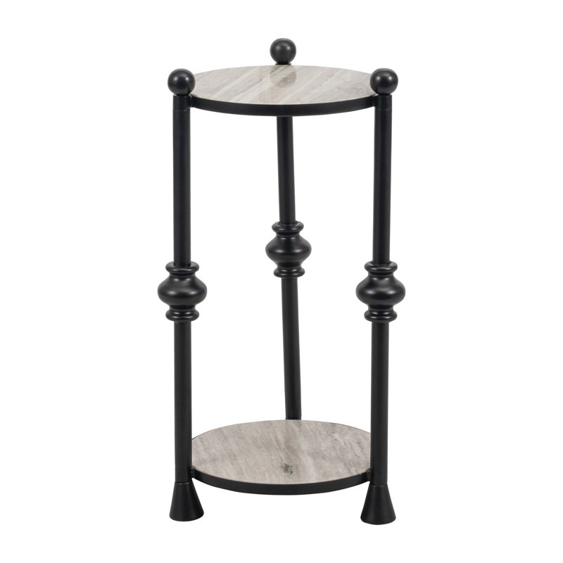Darlyene Modern Metal and Wood Accent Table with Sturdy Iron Frame and Elegant Marble Top