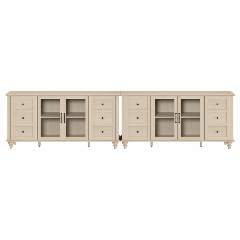 Crédence de rangement l 115,8 po, Beige clair