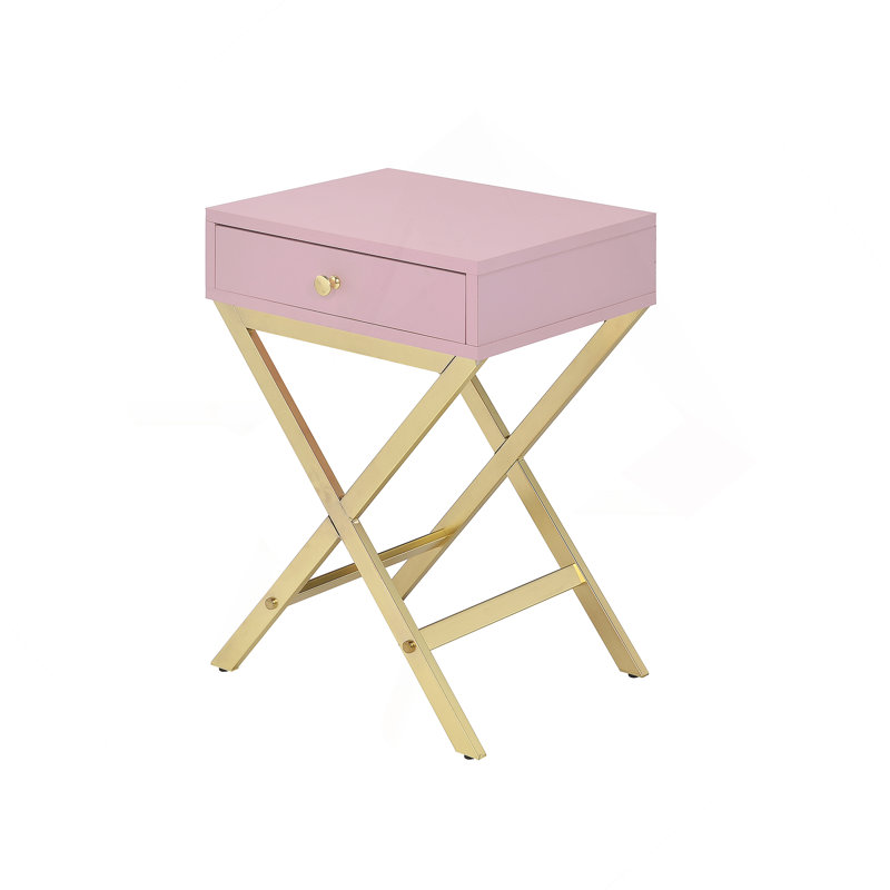 Table d'appoint rose et or