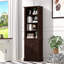 Bibliothèque à 5 niveaux avec bibliothèque réglable de 72 po avec portes et armoire de rangement-689095111