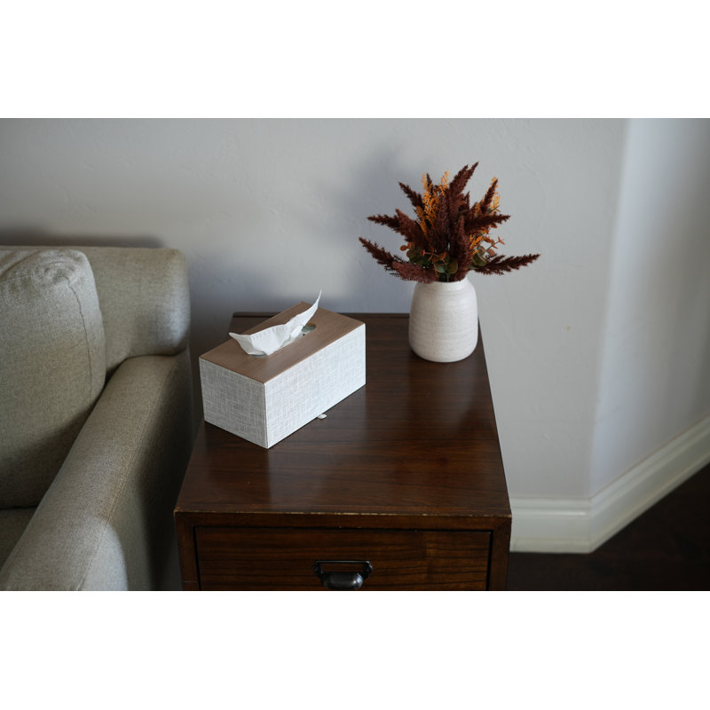 Rectangular Tissue Box Cover, Crosshatch Gray Oak