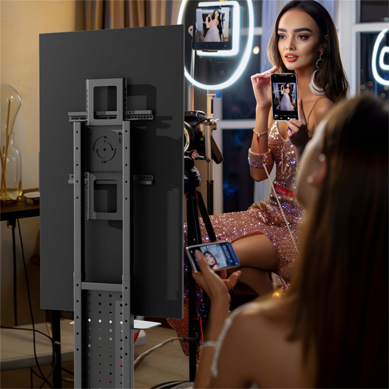 Heavy Duty Universal Floor Tv Stand Mobile Tv Cart With Shelf For 32"-65'' Led Lcd Tv Vertical/ Horizontal Display
