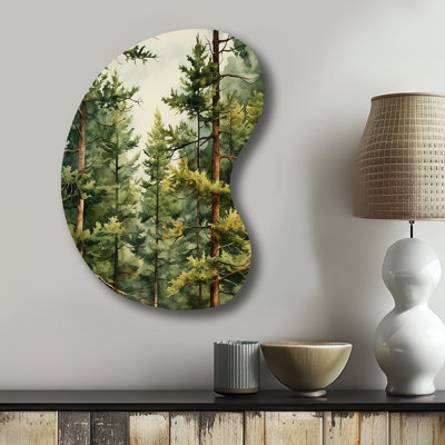 Hanschen - Asymmetrical Tree Pine Metal Wall Art, Unique Shape Metal Wall Sculpture Print