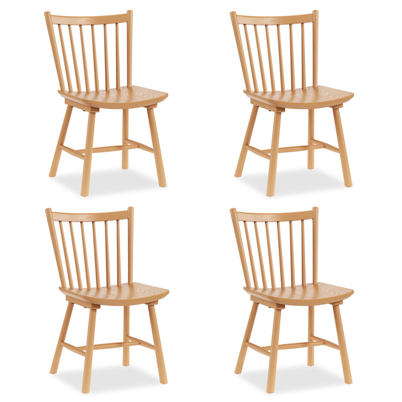 Solid Wood Windsor Dining Chairs Set of 4, Natural