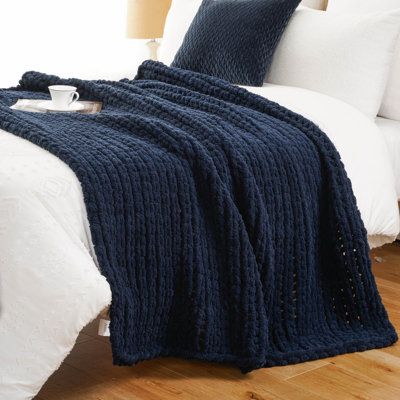 Jeté épais en tricot, jeté doux et épais en chenille, jeté en tricot fait à la main 50 po x 60