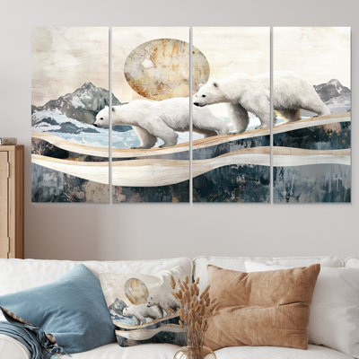 Ours blancs sur un glacier dans un paysage de Norvège II - ours 2 - art mural moderne