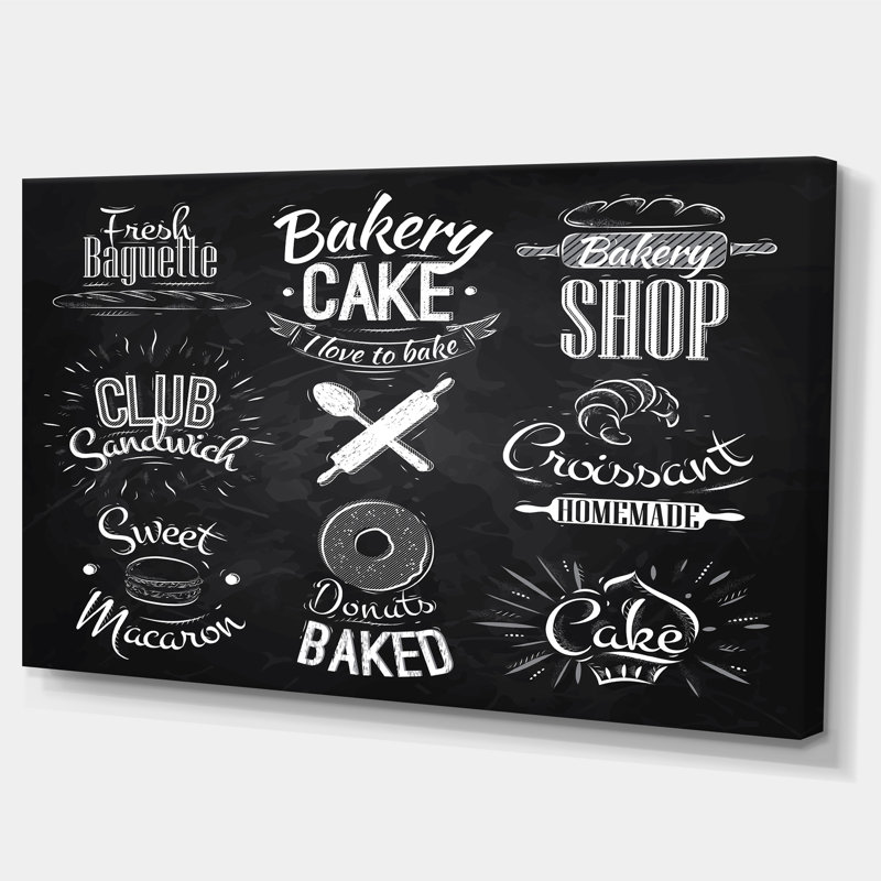 Personnages de boulangerie - reproduction d'art textuel, H 16 po x l 32 po x P 1 po, Toile tendue
