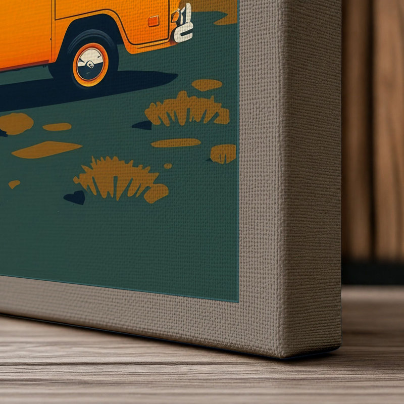 Desert Road Trip Retro - Wrapped Canvas, 30x20 - 76.2 x 50.8 cm, Taupe Border
