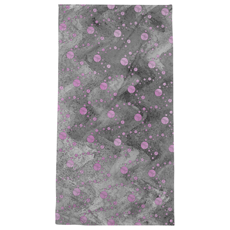 Serviette de plage planètes et étoiles, Rose / Noir