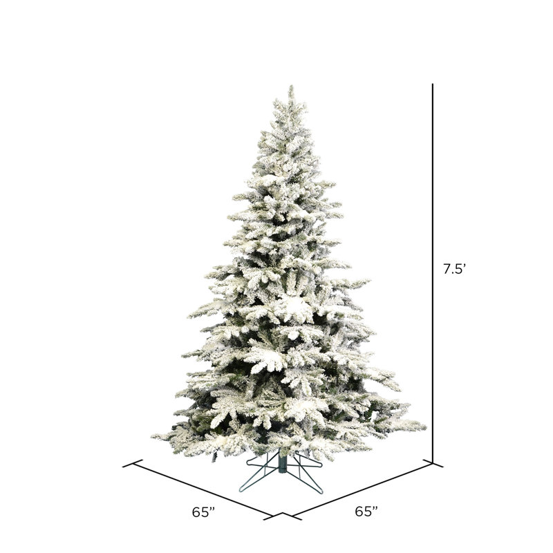 Utica Flocked Green/White Fir Artificial Christmas Tree with Stand, 7.5' H