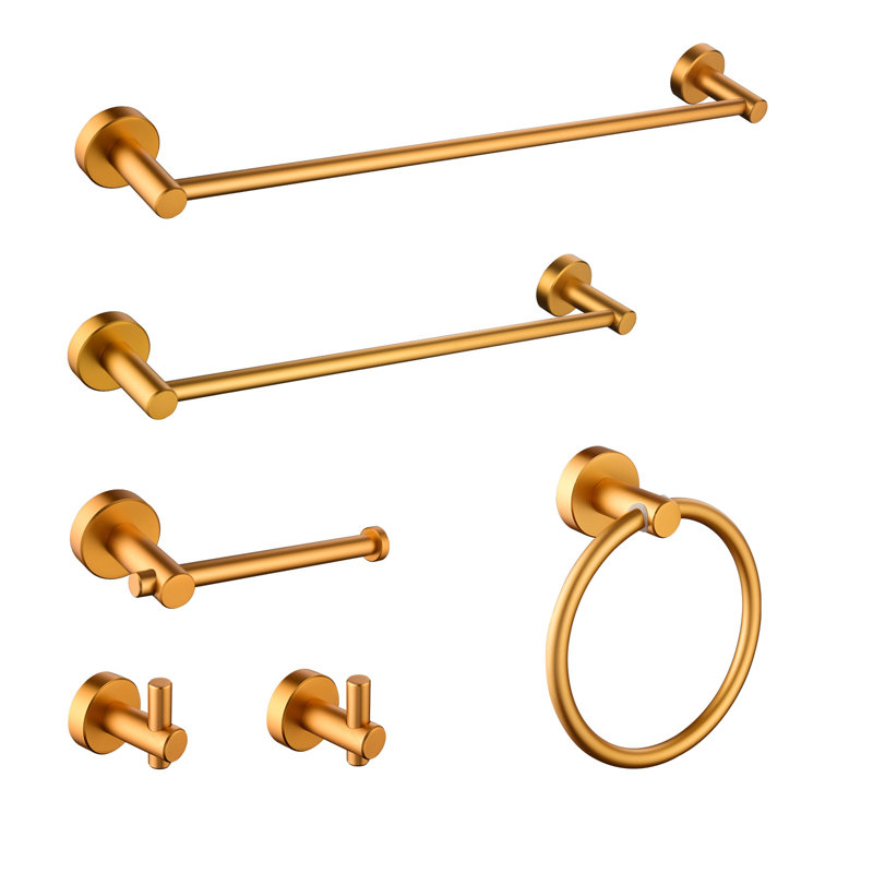 6 - Piece Bathroom Hardware Set, Brushed Gold