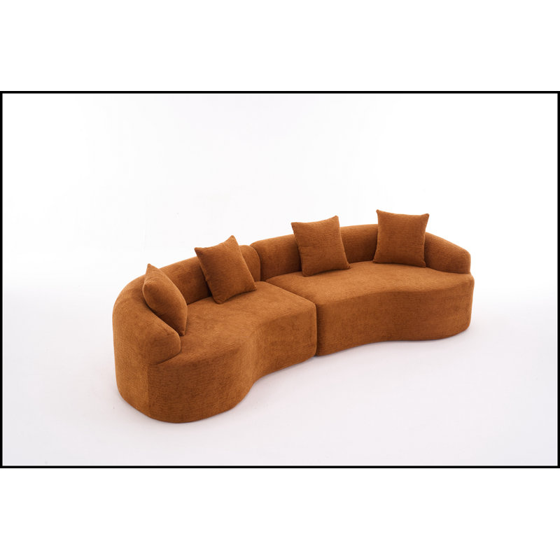 Canapé-lit confortable à 4 places avec tissu de qualité supérieure pour la maison, Orange