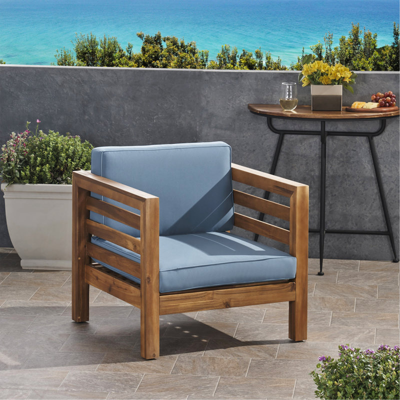 CLUB CHAIR, Blue, Pecan