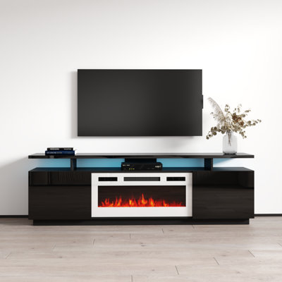 Meuble télé moderne avec foyer électrique 71 po Genoveva