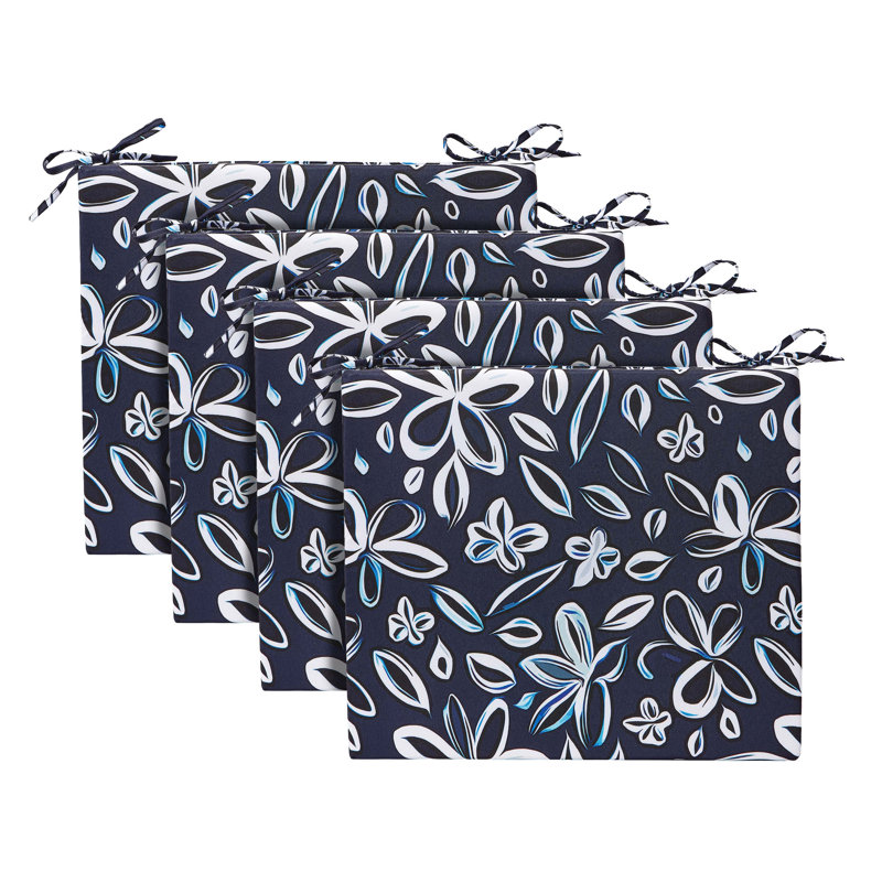 Water-Resistant Floral Outdoor Seat Cushions, 3'' Thick, Multi-Colored Taupe