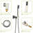Brushed Nickel Shower With Tub Spout: 16" Square Rainfall Head, Handheld & Required Valve Type Balanced Waterfall 16 Inch Ceiling Mount, Nickel, Max Flow Rate 1.8 Gpm-121245266