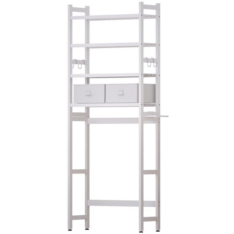 4-tier  Over The Toilet Storage Organizer Rack Freestanding Shelf  Bamboo, White