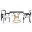 Table de salle à manger ronde en chêne foncé de 42 pouces avec un maximum d'espace pour les jambes, une table en placage d'apparence en bois massif et 2 chaises rembourrées en noyer de 3 po de grain
