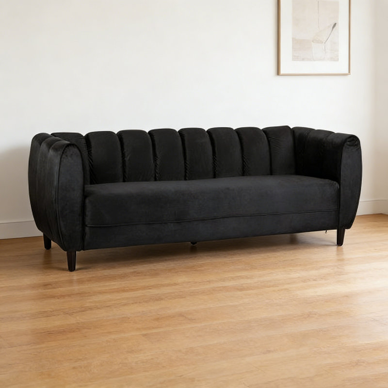 Upholstered 83.25'' Sofa, Black