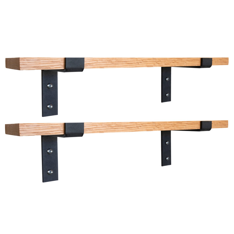Trinere 2 Piece Oak Floating Shelf, 1" H x 12" W x 10" D