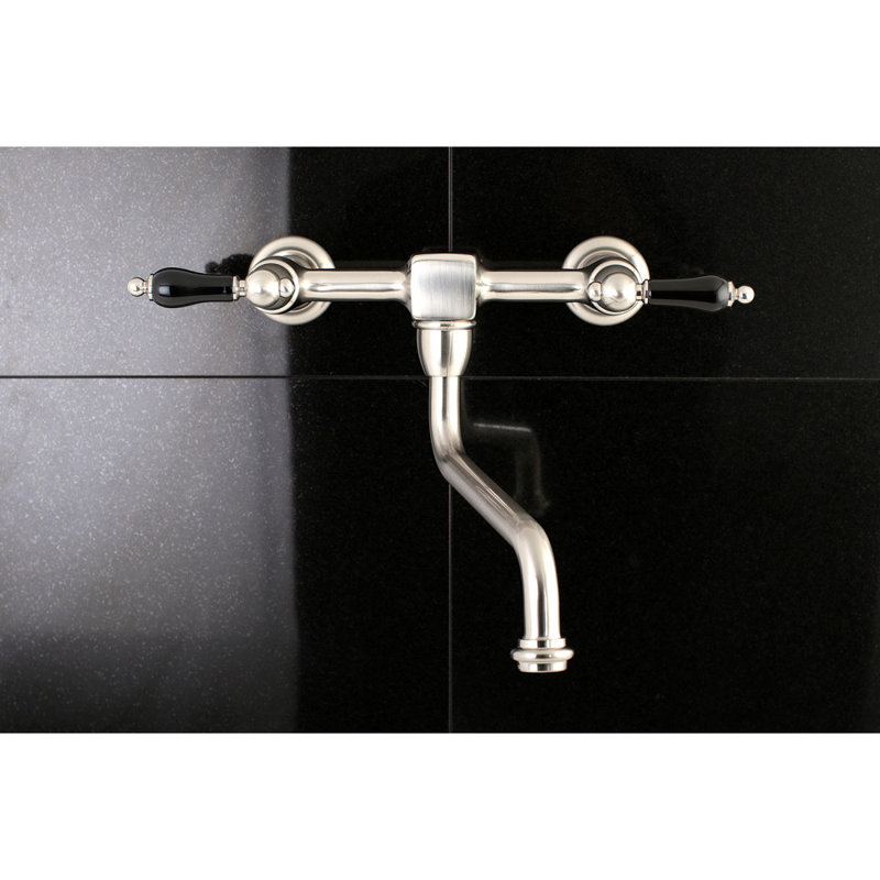 Kingston Brass Duchess Two-Handle 2-Hole Wall Mount Bathroom Faucet, Brushed Nickel
