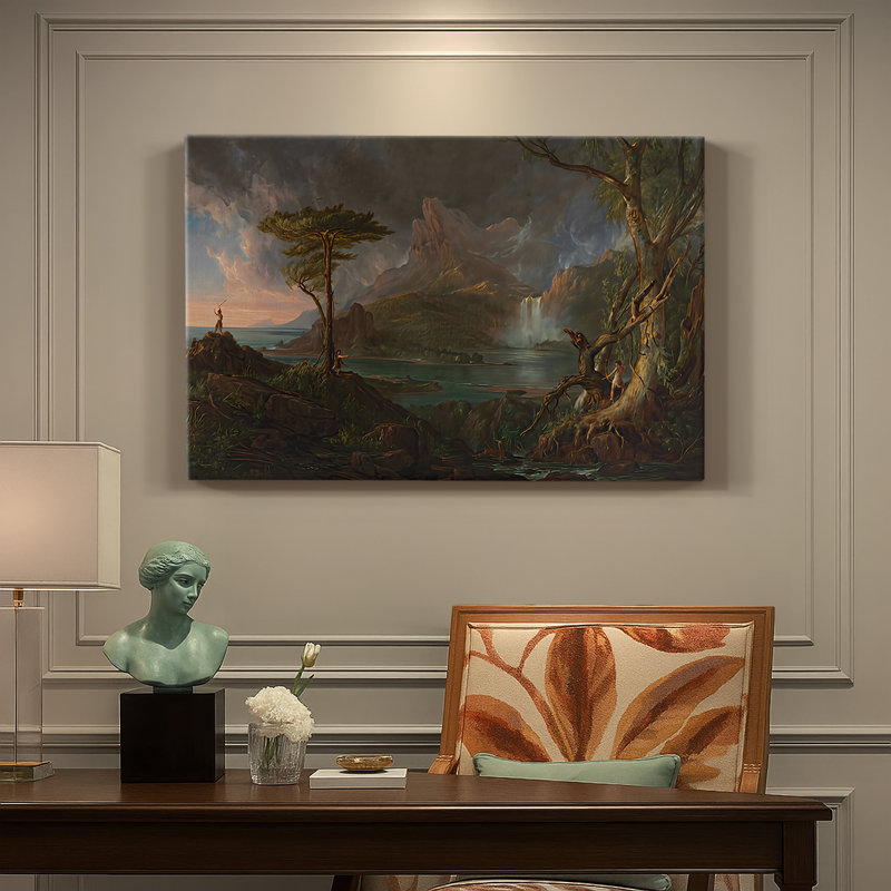 «The Course of Empire: The Savage State» (doublon de THC9.) - Thomas Cole - toile tendue avec châssis - 1834, 32 x 48