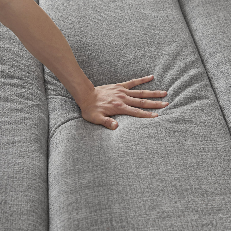 3 pièces compressés en chenille, sans assemblage, configurations polyvalentes, doux au toucher, avec éponge et ressorts ensachés gris chenille, espace, confortable, utilisation instantanée, structure