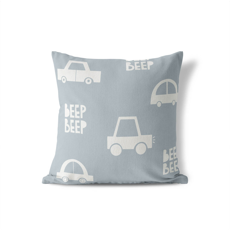 Coussin Beep, H 26 po x l 26 po, Bleu ardoise / ivoire