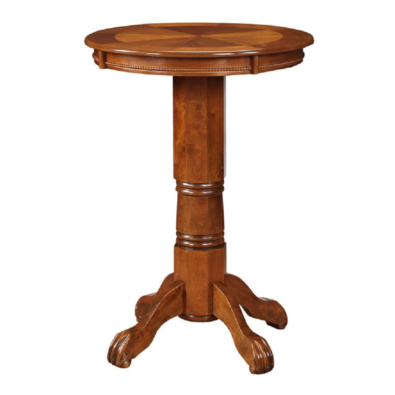 Adelaida 30.25" L Round Solid Wood Table, Walnut