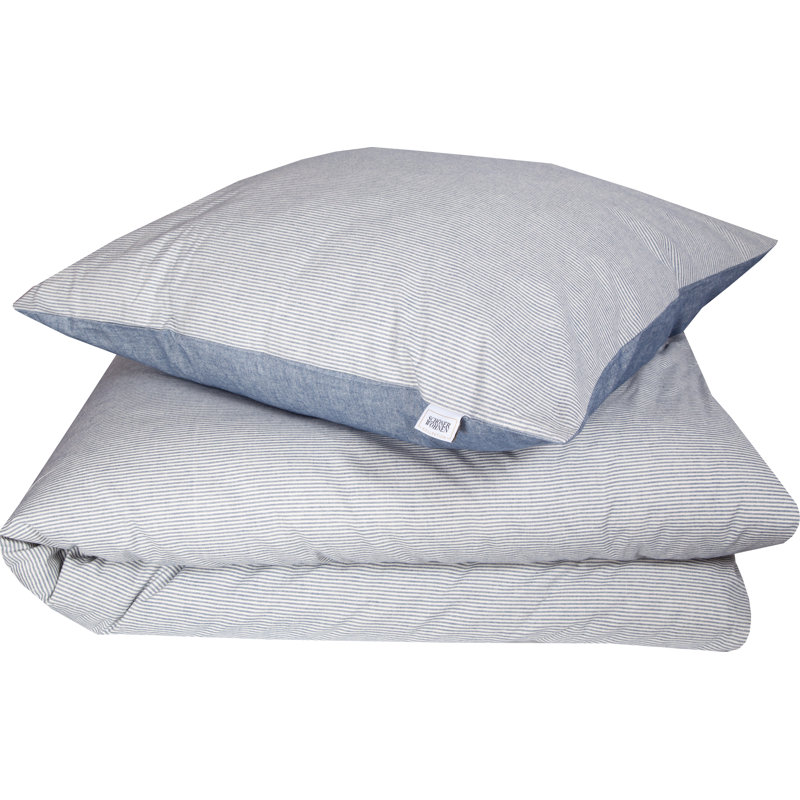Flannel Reversible Duvet Cover Set, 155cm W x 200cm L - 1 pillow 80 x 80cm, Navy blue