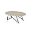 Table basse noire et chêne avec bordure en métal, hauteur de 15 po, capacité de poids de 70 lb, base ovale gris vieilli, produit de 20 lb