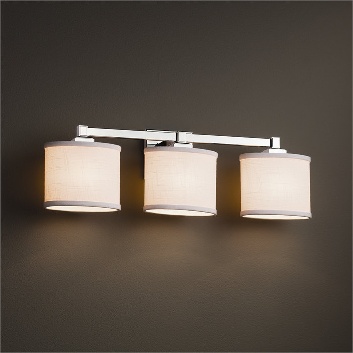 Éclairage pour meuble-lavabo à 3 lumières Geoffroy, Chrome poli, Blanc