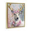 «Pink Floral Festive Reindeer», art mural sur toile par Tabz Jones