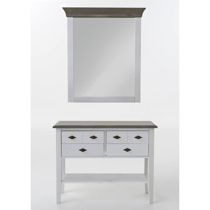 Frida Flat Mirror, White/Grey
