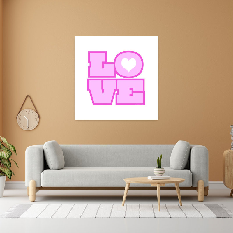 Art mural abstrait contemporain Love Love, H 48 po x l 48 po