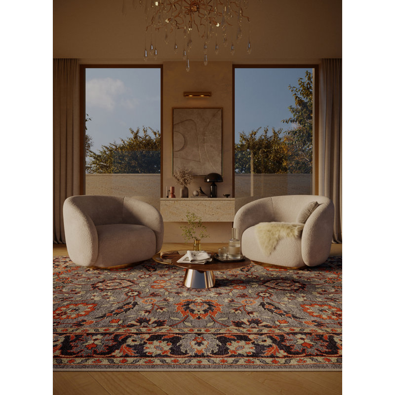 Flam Washable Oriental Indoor Rug, Rectangle 5' x 8'