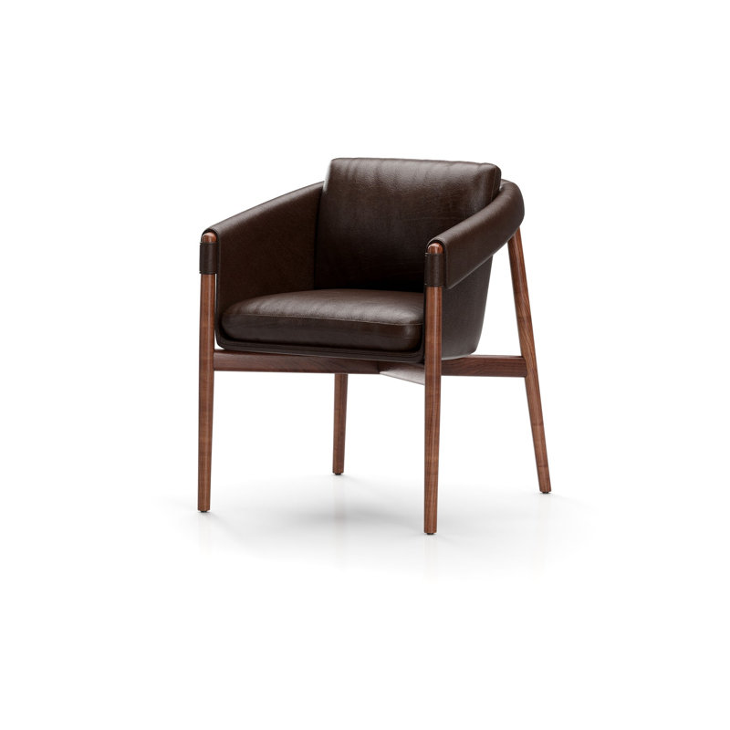 Chaise de salle à manger Frank, Brun Milano 0972, Noyer naturel