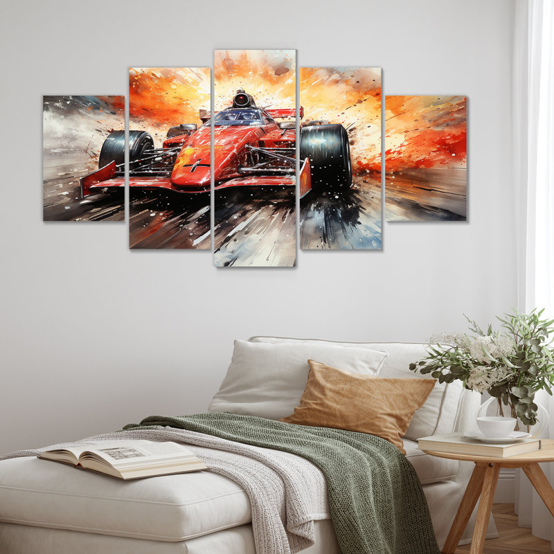 Formule 1 voiture de vitesse Speedway Fury II - ensemble de décorations murales multi-panneaux