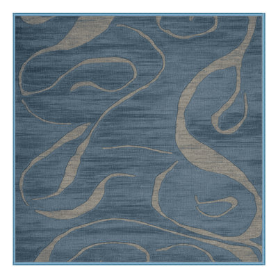 Tapis bleu abstrait lavable à la machine